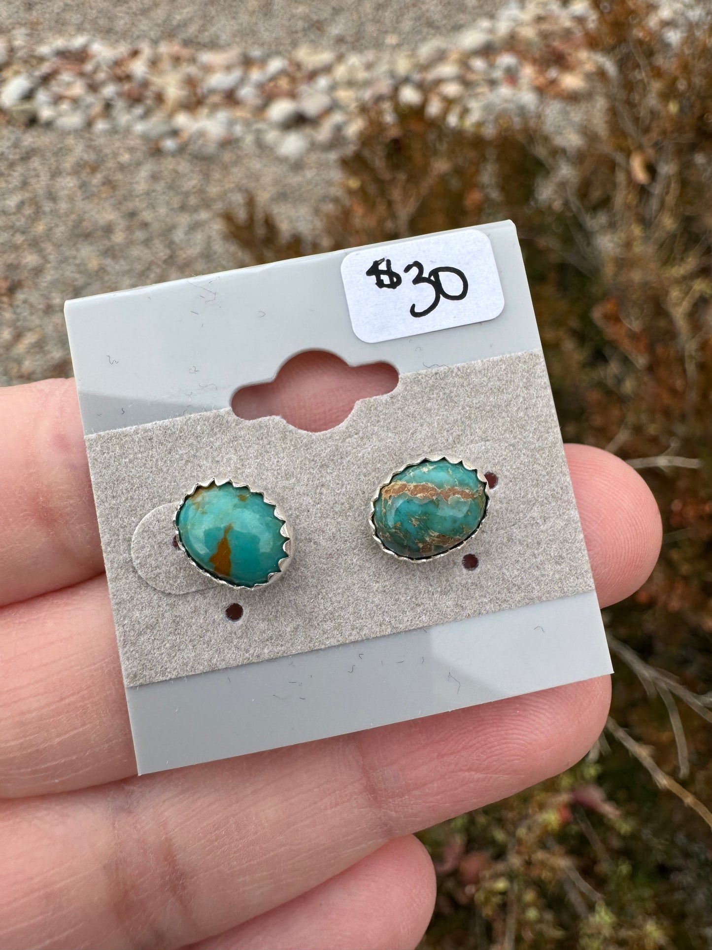 7x9mm Turquoise Stud Earrings (2)