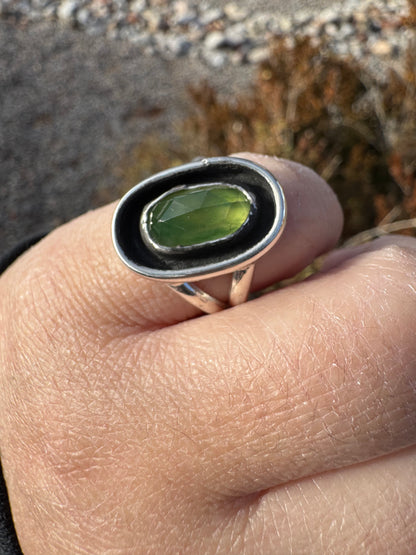 Grossular Garnet Oval Ring (Sz 6)