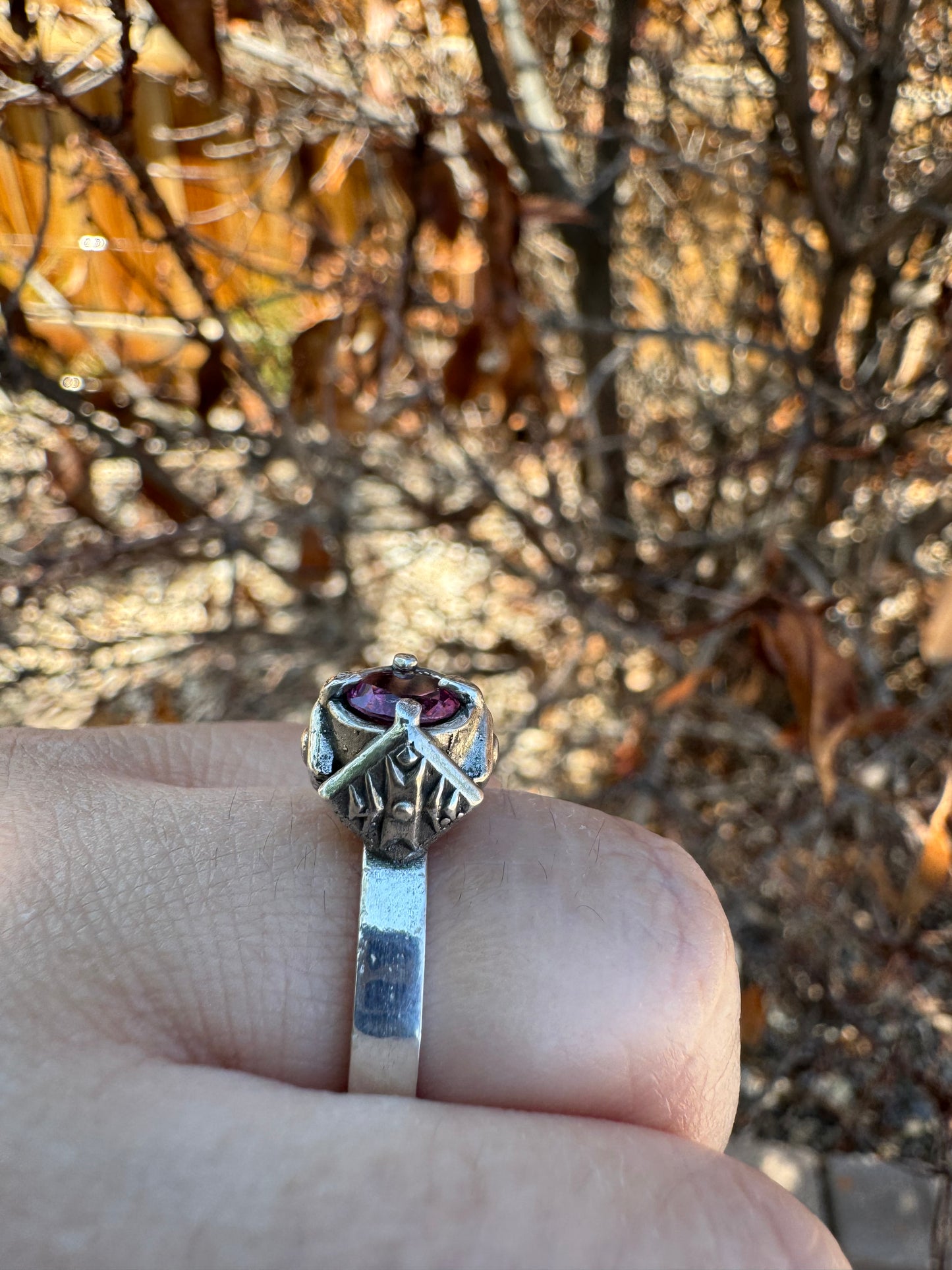 Pink Tourmaline Navajo Ring (Sz 8)