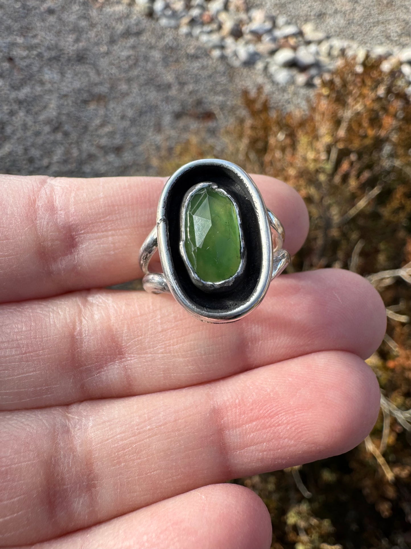 Grossular Garnet Oval Ring (Sz 6)