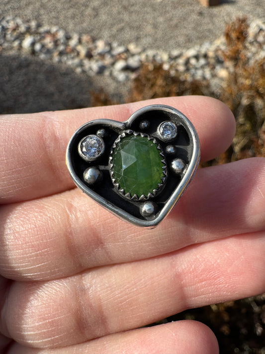 Grossular Garnet Heart Ring (Sz 5.75-6)