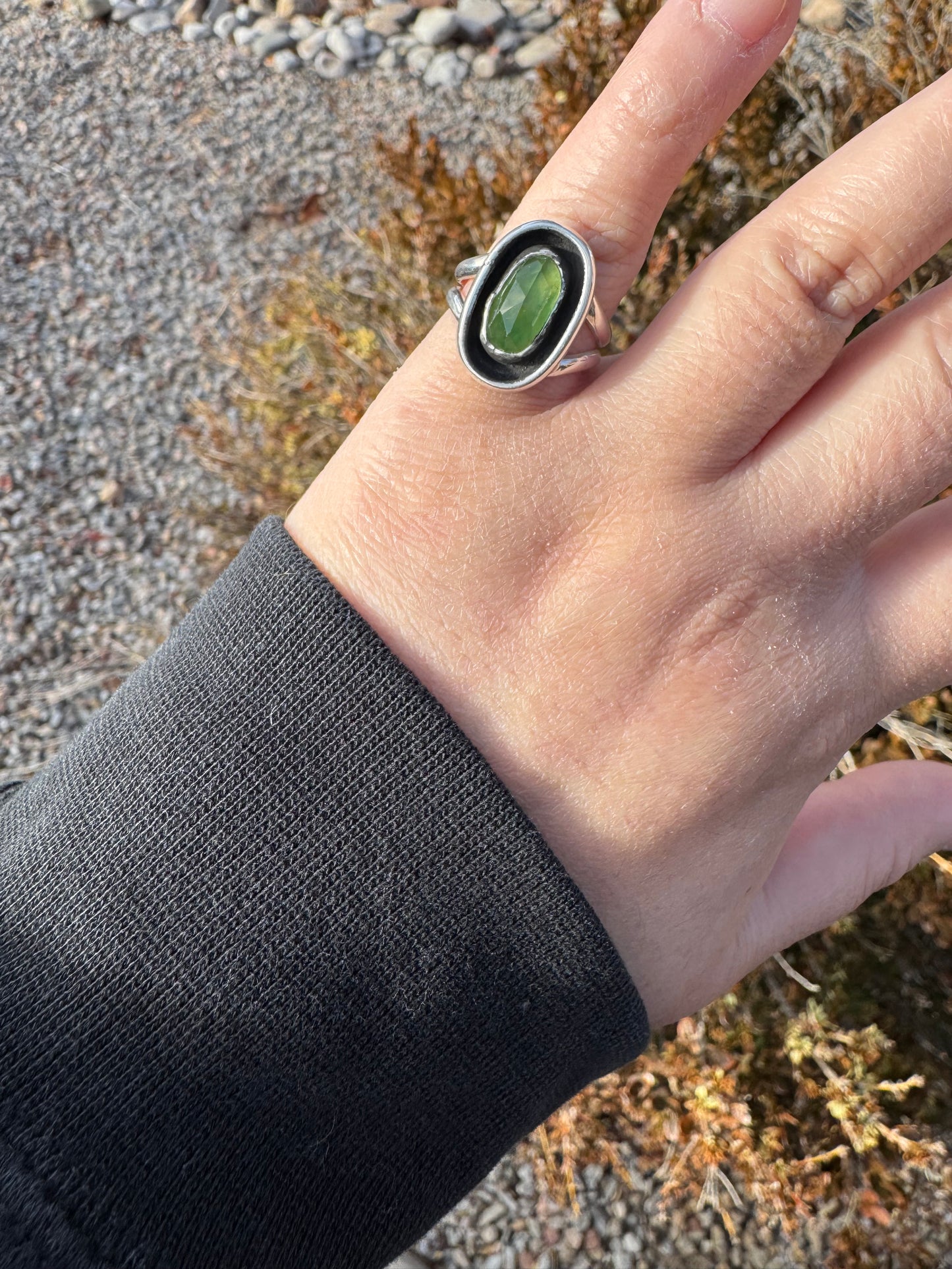 Grossular Garnet Oval Ring (Sz 6)