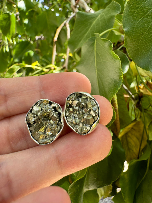 Pyrite Round Earrings (big)