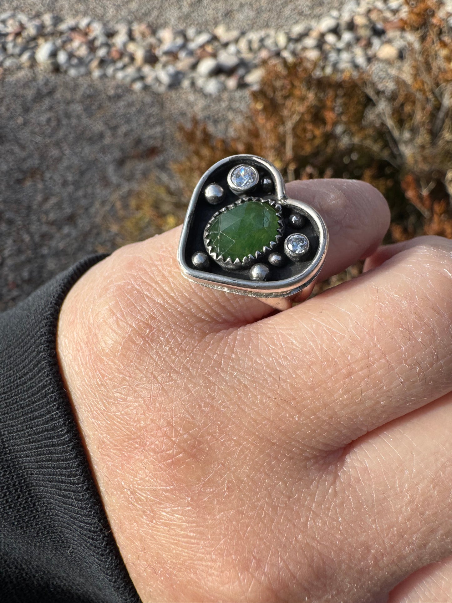 Grossular Garnet Heart Ring (Sz 5.75-6)