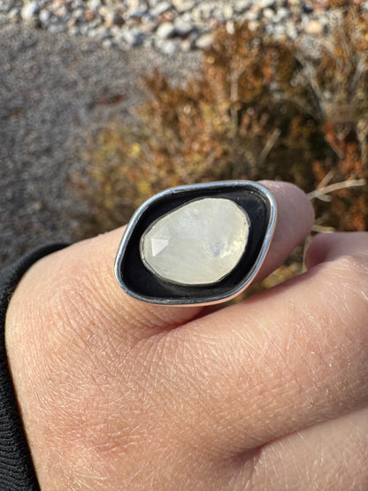 Moonstone Shadowbox Ring (Sz 4-4.25)